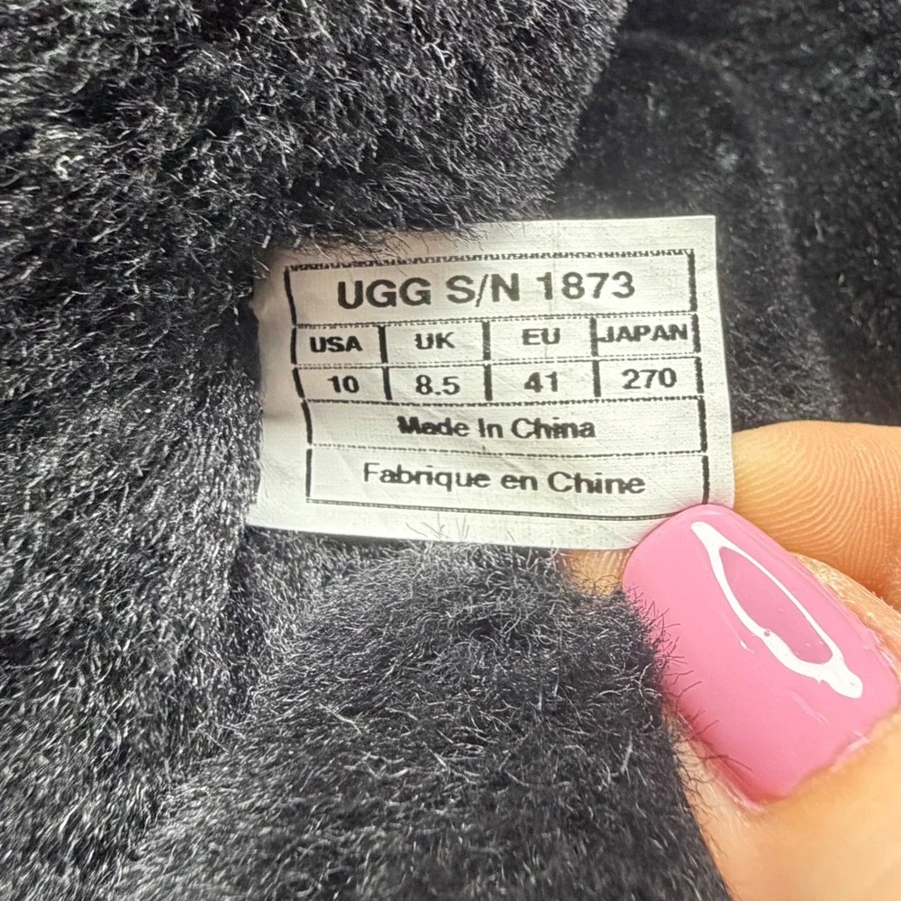 UGG Bailey Button Triplet Boots Womens 10 Black Tall Sheepskin S/N 1873